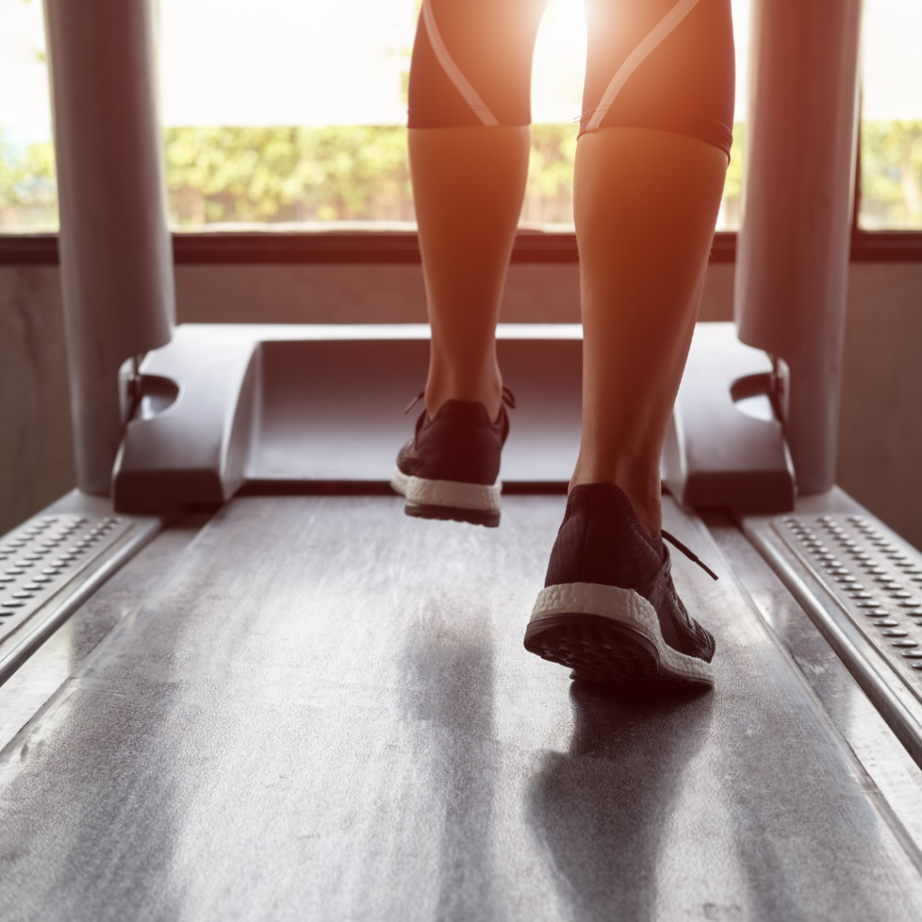 walking on a treadmill that's part of a 6 day workout routine