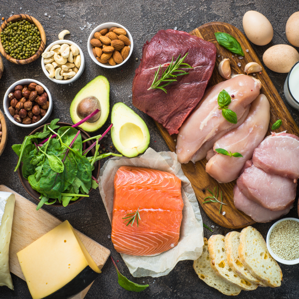 lean proteins such as salmon, chicken, eggs
