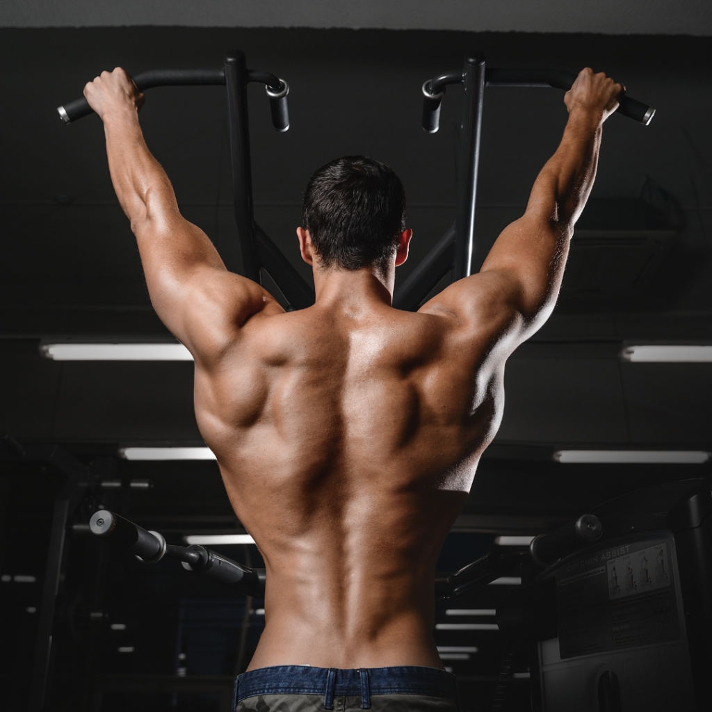 a muscular man performing lat pulldowns which is compound back exercises